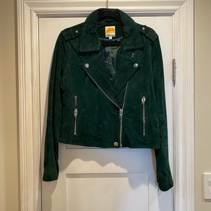 Forrest Green Suede Leather Motto Jacket